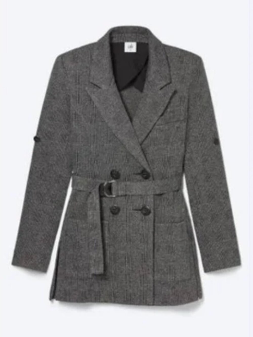 Cabi Charcoal Gray Glen Plaid Double Breasted Bond Blazer Size M